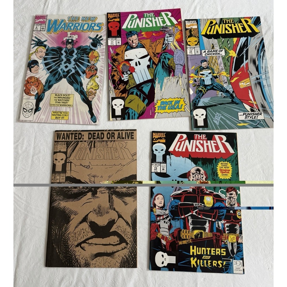 Marvel Punisher Comic Lot #57 #71 #72 #73 + New Warriors #6 1991 1992